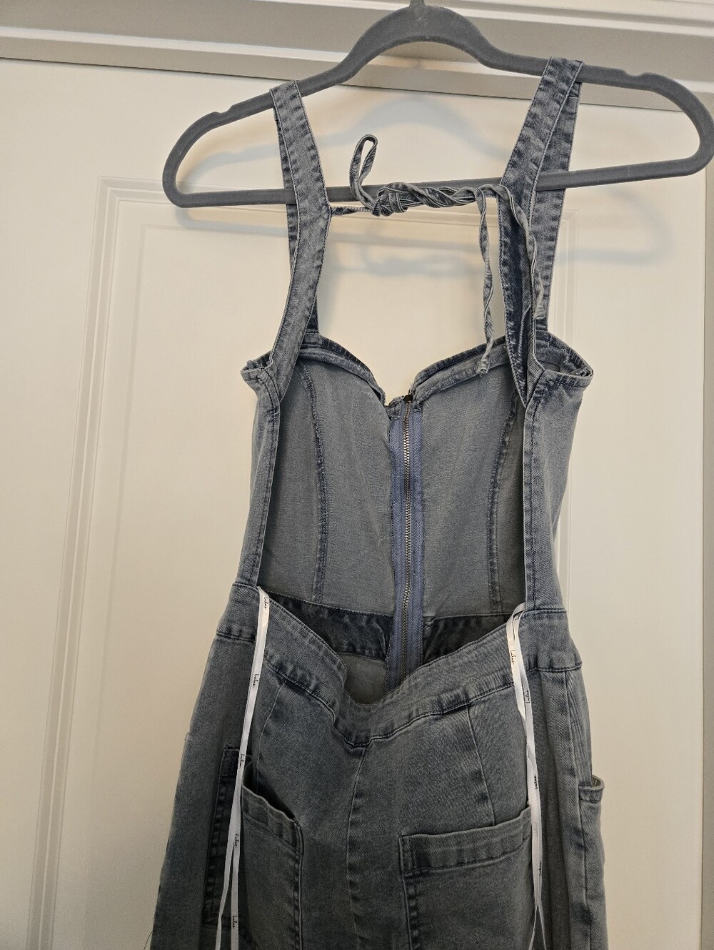 Lulu's Kendra Washed Blue Denim Overalls Jumpsuit NWT SIZE MEDIUM - Picture 6 of 8